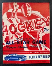 1950 NHL All-Star Hockey Game Program Olympia Stadium Detroit Lindsay Sawchuk