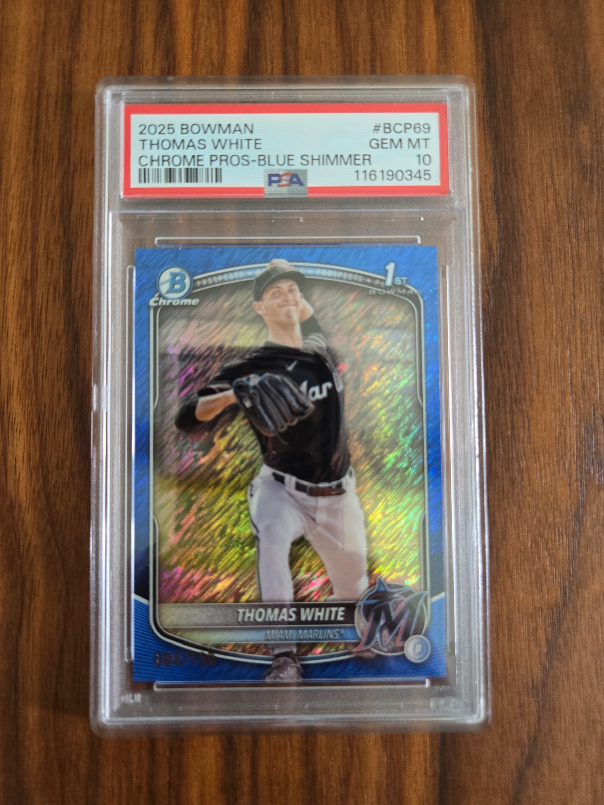 2025 Bowman - Chrome Pros. Thomas White #BCP-69 Blue Shimmer Refractor /150 (RC)