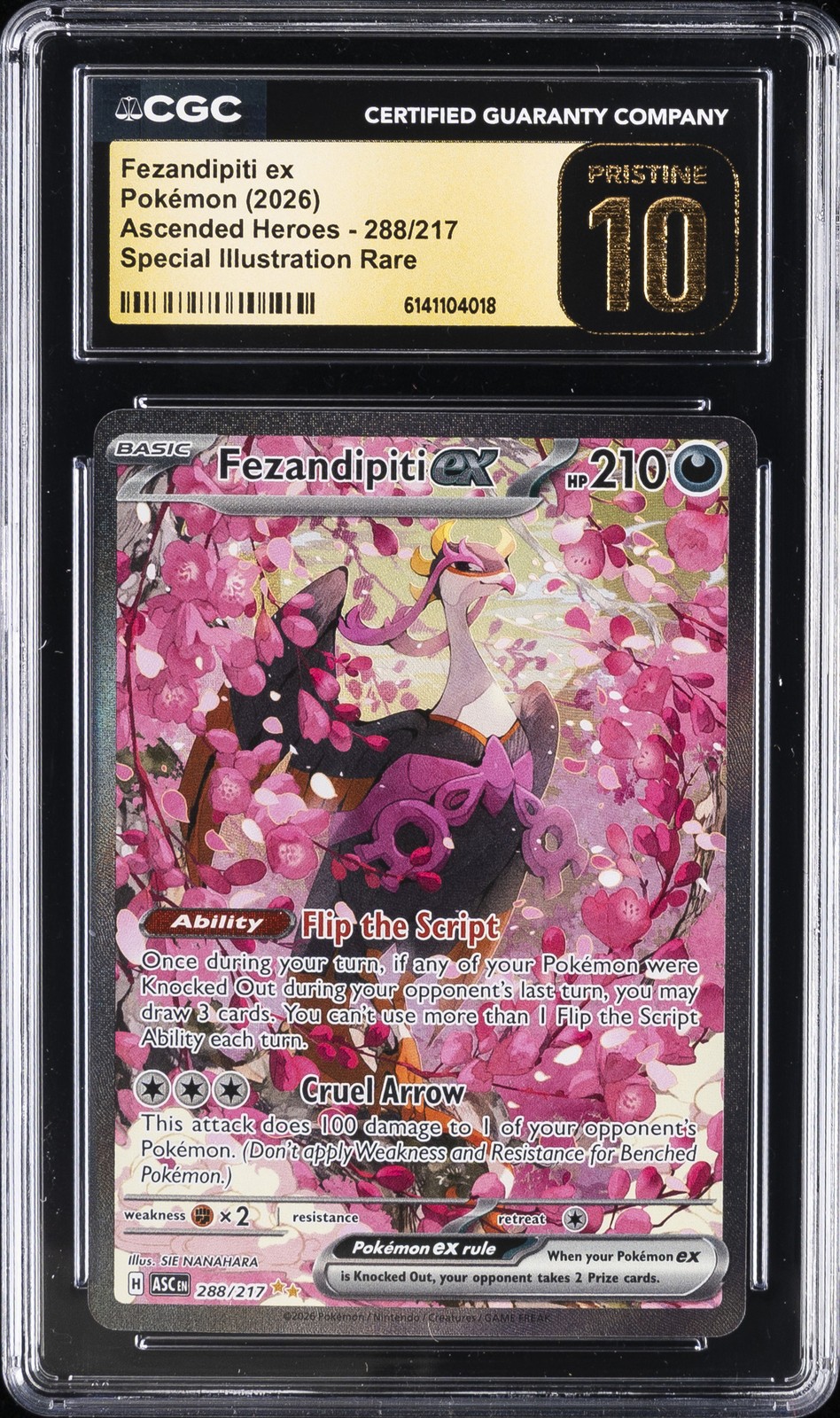 2026 POKÉMON ASCENDED HEROES #288/217 FEZANDIPITI EX CGC 10 PRISTINE
