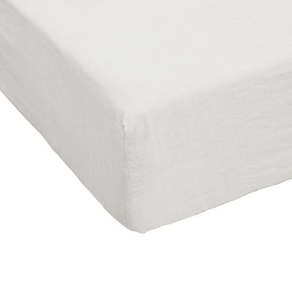 Drap housse 180x200 cm Lin Français Craie pur lin lavé haute densité