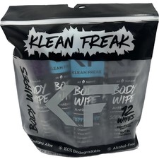 Klean Freak Disposable Rinse Free Scented Wet Wipes Body Cleaning Wipes 12-Pack