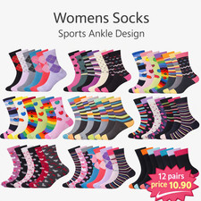 Womens Socks Ladies Soft Cotton Rich Sports Ankle Design 6 Pairs Adults UK 4-7