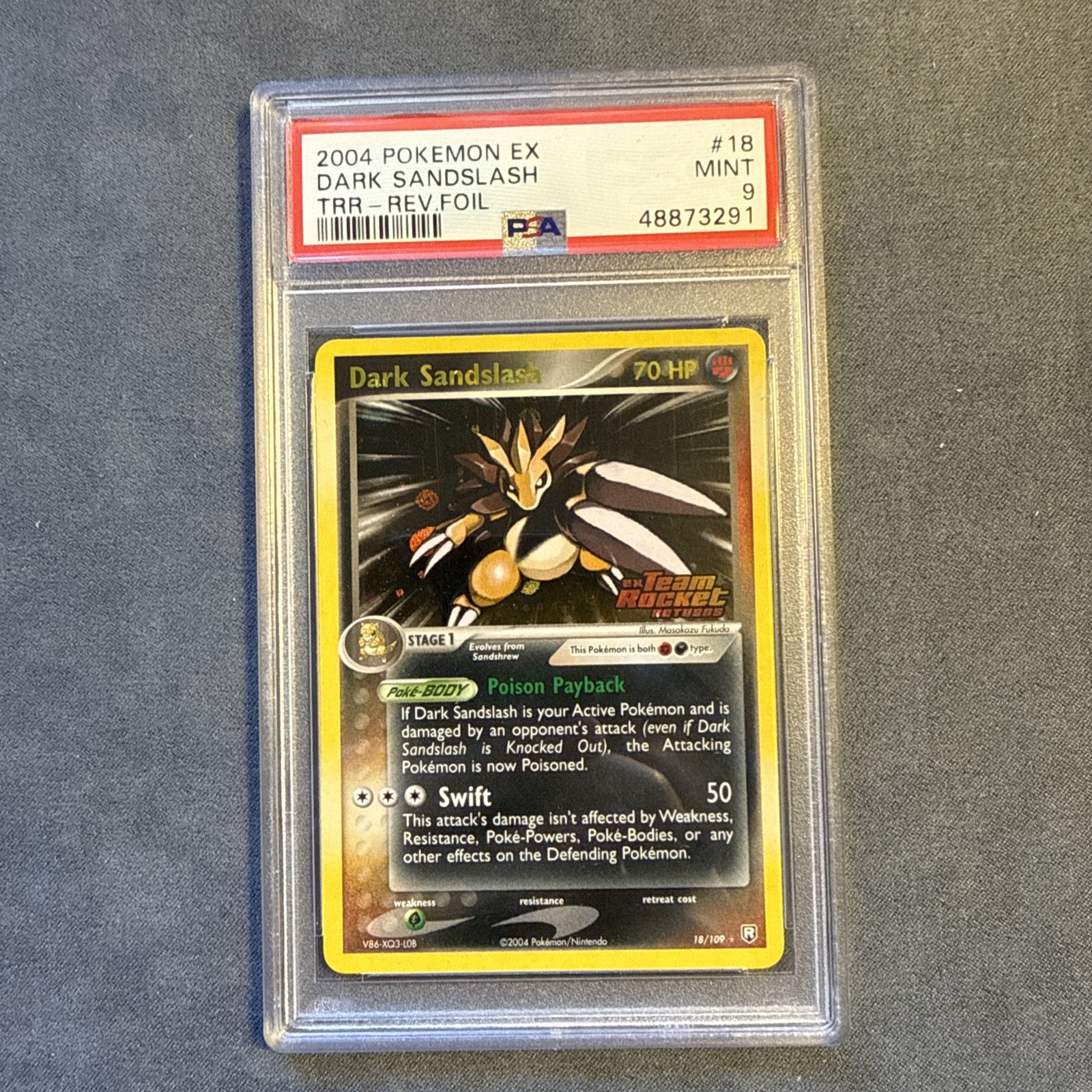 2004 POKEMON EX TEAM ROCKET RETURNS #18 DARK SANDSLASH-REVERSE FOIL PSA 9
