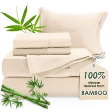 Luxury Sheets 100 Viscose Derived from Bamboo, 4pcs Cooling Sheet Set for Ho...