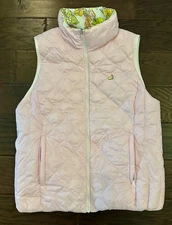 Rare Tory Burch x Masters Reversible Down Vest M Pink Floral Water Resistant