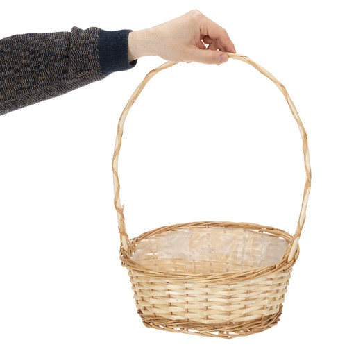 Panier cadeau osier 30x23cm clair avec film plastique idéal pour cadeaux et - Photo 3/5