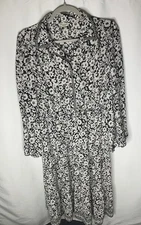 Max Studio London Dress ,white and Black Floral Long Sleeve