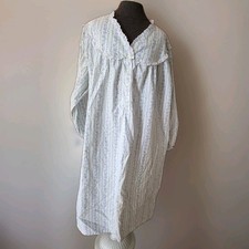 Vintage Flannel Basic Editions Floral Nightgown 2X White Purple Lace Trim Long S