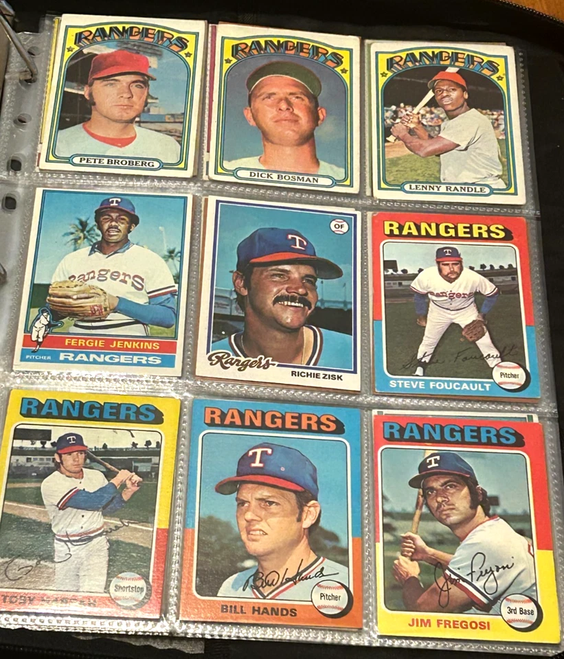 Лот из 36 винтажных коллекционных карточек Texas Rangers Topps 1970-е отличное состояние почти как новые - Изображение 3 из 4