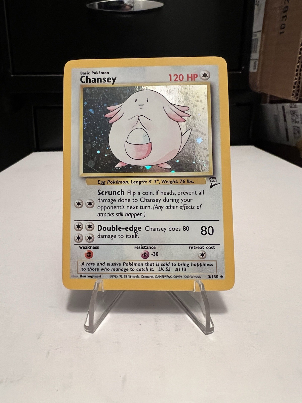Pokémon Chansey Holo Rare TCG Card 3/130 Base Set 2