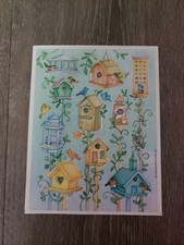 VTG 90s Hallmark Ambassador Sticker Sheet Birds Birdhouses Garden Nature Spring