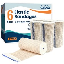 Premium Elastic Bandage Wrap,4" 6 Pack Compression 6 4", 6 X 4 Inches