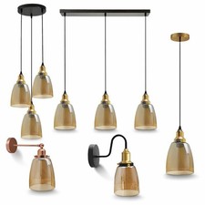 Modern Glass Ceiling Light 1-3 Way Multi Pendant Bell Fitting Dining Room