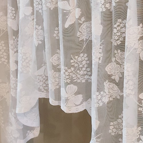 1X Lace Slot Top Net Curtain Floral Butterfly Panel Home Decoration - Afbeelding 22 van 27