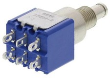 Image of Double Pole Double Throw (DPDT) Latching Miniature Push Button Switch, Panel Mou