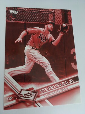 2017 Topps Team Red Parallel Jumbo 5x7 Steven Souza Jr. TB6 Rays # d 1/5
