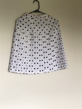 Vintage Women Flared Skirt White Polka Dots Size S Pleated Made In USA Retro