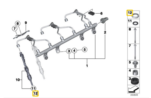 6 pc Fuel Injector Decoupling Element for BMW 135i 335i 340i N20 N26 B38 N55 - Picture 6 of 7
