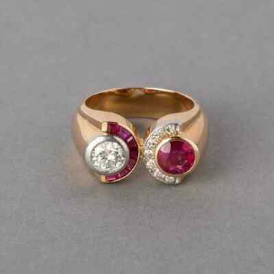 1.1Ct Round Lab Created Pink Ruby Women Wedding Band Ring 14K Yellow Gold Plated