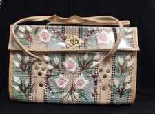 Vintage Woven Embroidered Rectangle Purse w/Plastic Overlay