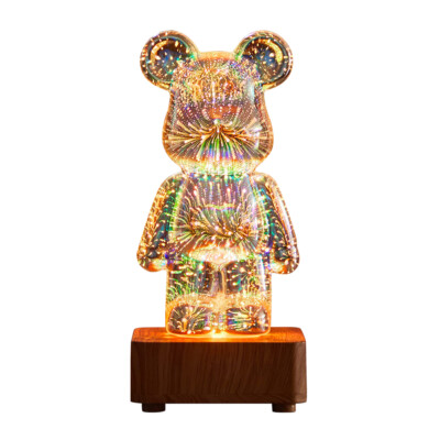 3D Bear Firework Light 8 Color Lights Table Lamp Dimming As Valentines Day Gifts
