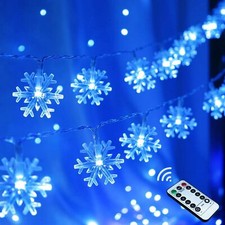 Blue Christmas Decorations Snowflake Lights 20 Ft 40 Led Battery Operated Fairy