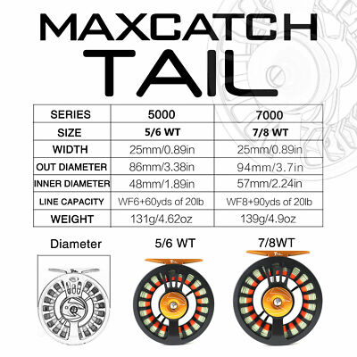 Maxcatch Eco Mulinello Da Pesca A Mosca Pre-caricato – Alluminio Pressofuso Con Linea E Backing – Pesi 3/4, 5/6, 7/8 - 3