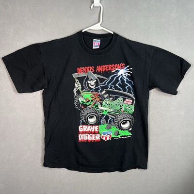 【超希少】VINTAGE 90s当時物 レイジ Tシャツ　XL モノトーン Vintage 90s Grave Digger Monster Truck Racing T Shirt Adult XL