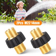 2Pcs Brass Pressure Washer Connector Quick Connect Fitting M22-14mm Hose Adapter