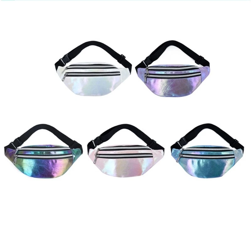 Holographic Fanny Pack Hologram Waist Bag PU Beach Travel Hip Bum Shoulder Bags