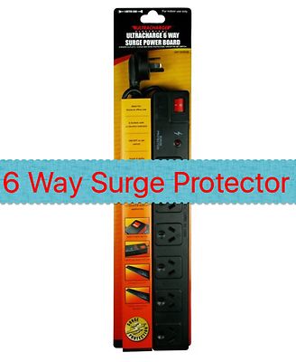 NEW 6 WAY SURGE PROTECTOR POWER BOARD - 6 OUTLETS WITH MASTER ON / OFF ...