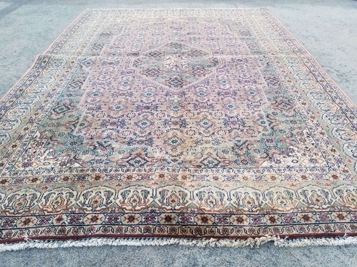 Vintage Distressed Hand Made Traditional Oriental Wool Beige Rug 229x168cm