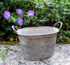 Wanne Pflanzschale Zink Griffe Kräuter Pflanzgefäß Shabby Vintage Nostalgie