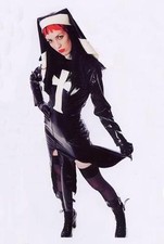 THE FEDERATION RUBBER LATEX SLEEVED NUN OUTFIT WITH HEAD DRESS BRAND NEW 