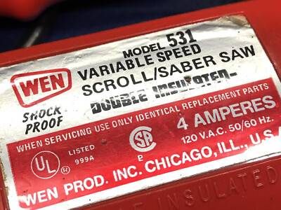 Wen 531 Scroll Saw Saber Saw jigsaw red vintage | eBay