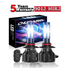 10000k 9012 Hir2 Led Headlight Bulbs Kit High Low Beam Super Bright Combo White