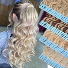 Russian Remy Tape In Skin Weft 100 Real Human Hair Extensions Body Wave Wavy
