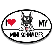 Magnet Me Up I Love My Mini Schnauzer Dog Breed Car Magnet and Decals, 4x6 inch