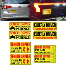 Elderly Driver Car Magnet Reflective Senior Driver Signs Bumper Sticker Yellow