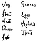 Fridge Bundle Vinyl Stickers; Fruit, Veg, Meat, Fish, Eggs, Cheese, Sauces...