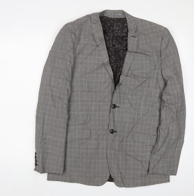 Limehaus Herren Sakko Anzugjacke grau kariert Polyester Größe 40 Regular