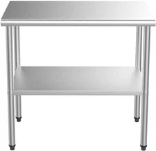 ROVSUN Stainless Steel Work Table,48 x 24 inch with Adjustable UnderShelf