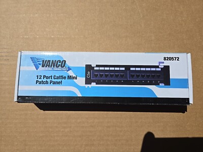 Vanco 820572 12 Port CAT5e Mini Patch Panel, BLK