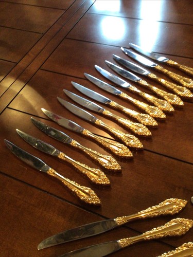 ROYAL GRANDEUR ART NOUVEAU GOLD PLATED ONEIDA COMMUNITY STEAK KNIFE EXCELLENT