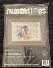 New Dimensions Earth And Man Counted Cross Stitch Kit Native American Quote 1994