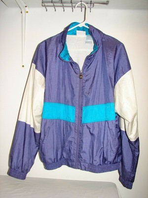 Vintage 90s Reebok Nylon Windbreaker Track Jacket Large Purple  