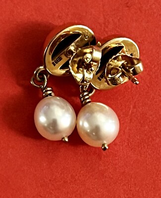 James Avery Retired HTF 14k Gold Pearl And Onyx Dangle Drop Post James Avery Retired HTF 14k Gold Pearl And Onyx Dangle Drop Post