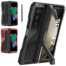 For Samsung Galaxy Z Fold 7/6/5 Heavy Duty Metal Case Stand Screen Cover+Stylus