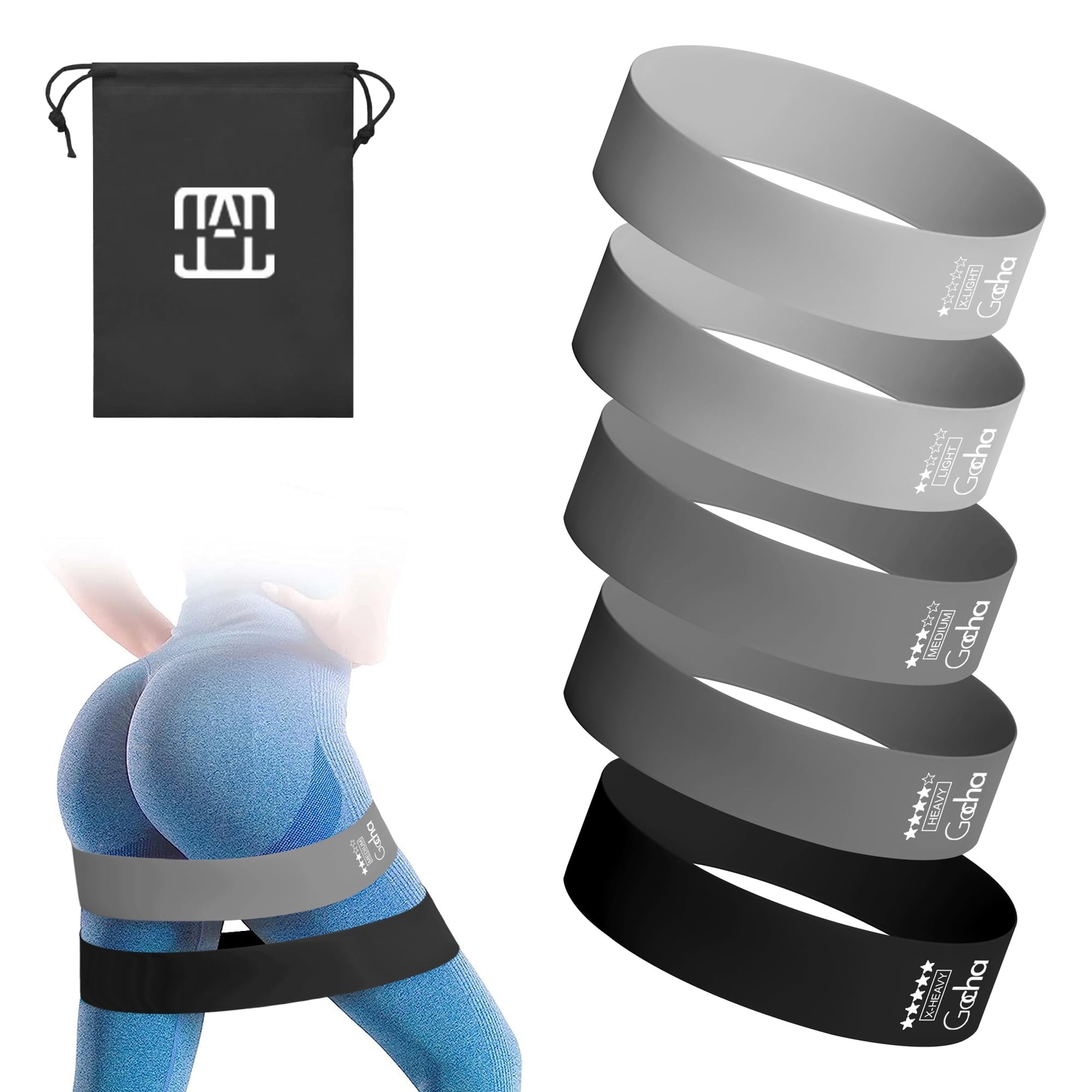 GOCHA Gadgets | Resistance Bands Set | 5 Resistance Loop Levels | Fitness Ela...