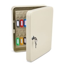 Key Cabinet Steel Lock Box with 60 capacity Colored key Tags & Hooks - (Gray)